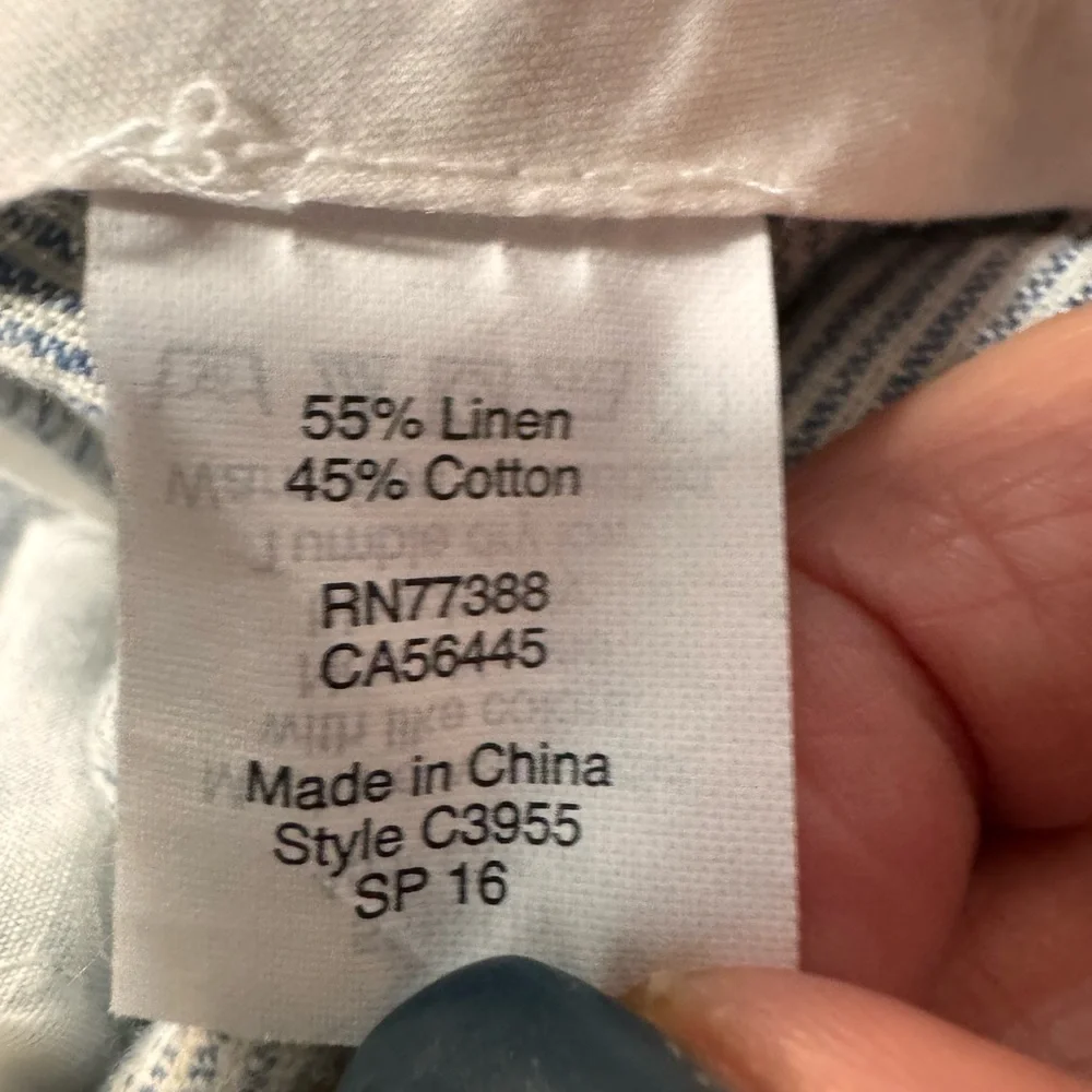 J. Crew - The Sutton - Men's Blue & White pin striped linen blend Pants